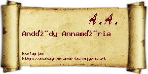 Andódy Annamária névjegykártya