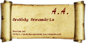 Andódy Annamária névjegykártya